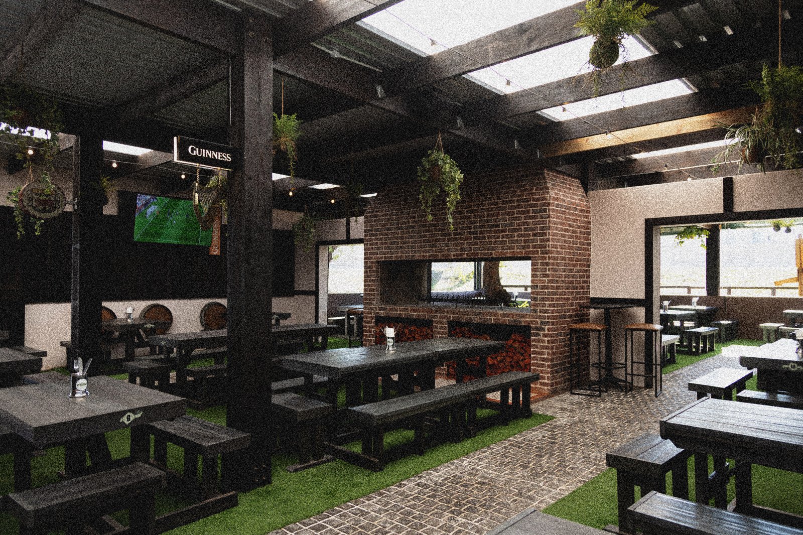 Covered courtyard seating
